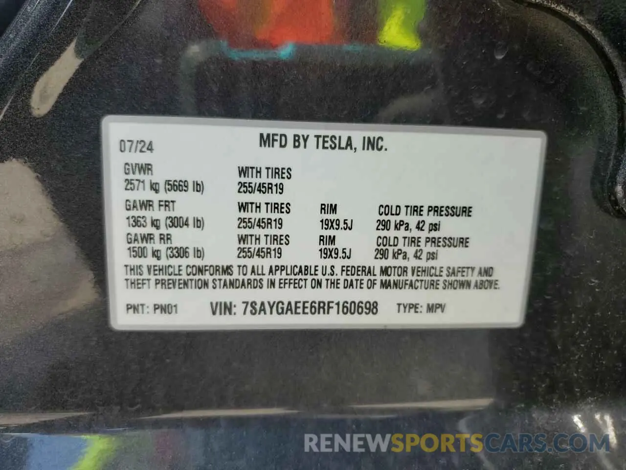 14 Photograph of a damaged car 7SAYGAEE6RF160698 TESLA MODEL Y 2024