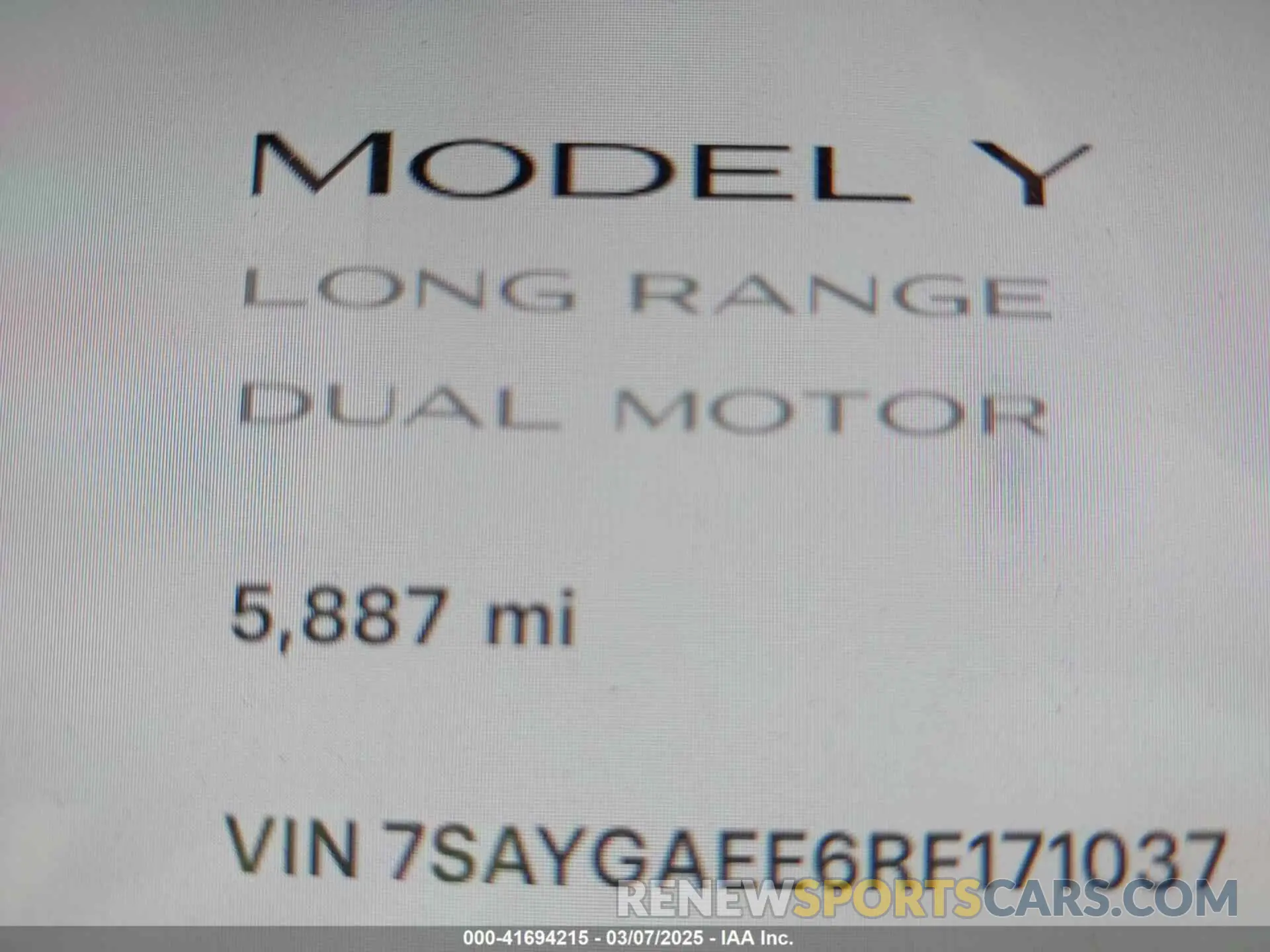 7 Photograph of a damaged car 7SAYGAEE6RF171037 TESLA MODEL Y 2024