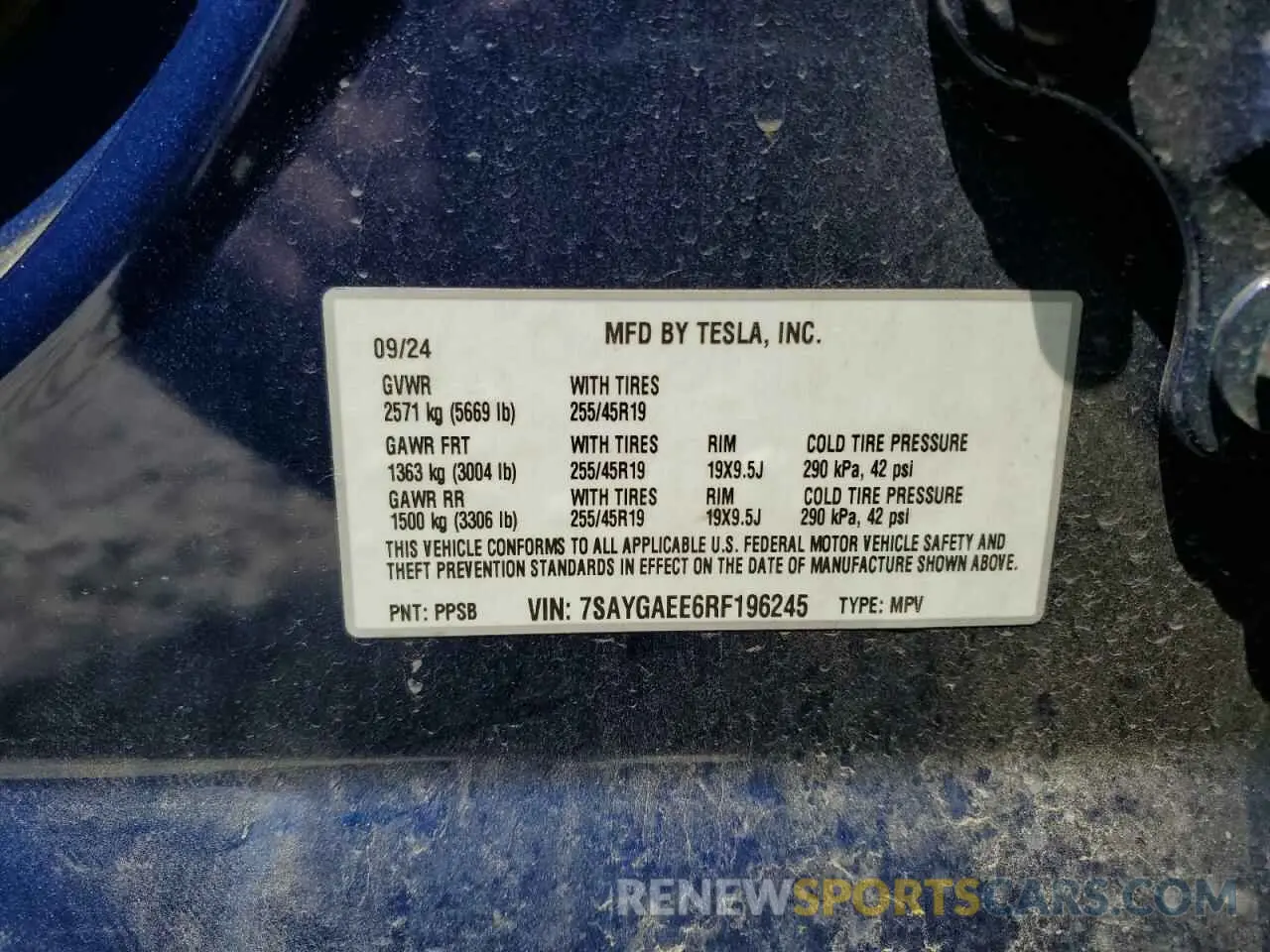 14 Photograph of a damaged car 7SAYGAEE6RF196245 TESLA MODEL Y 2024