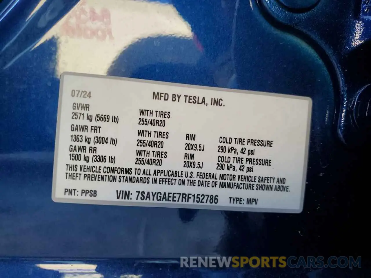 13 Photograph of a damaged car 7SAYGAEE7RF152786 TESLA MODEL Y 2024