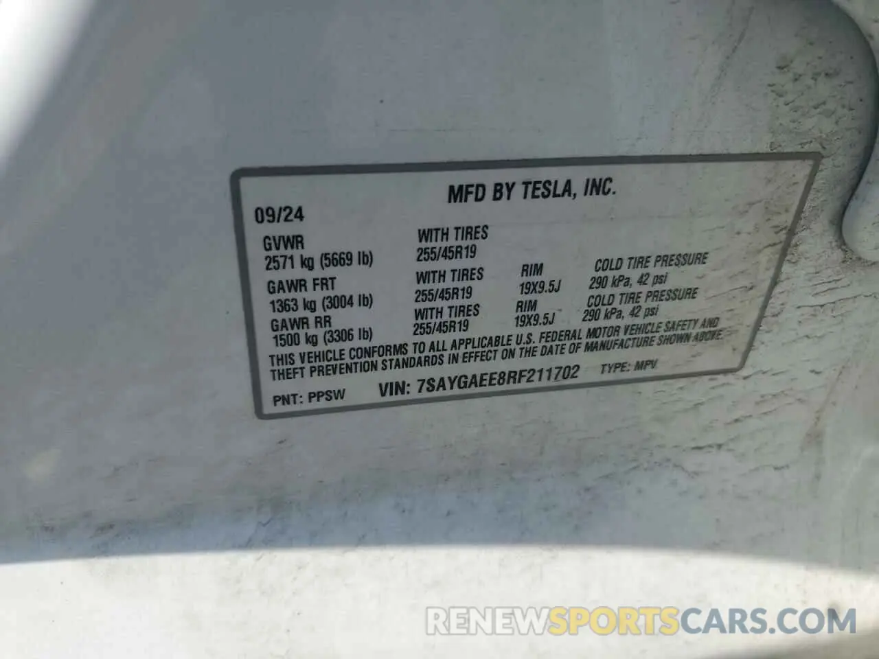 12 Photograph of a damaged car 7SAYGAEE8RF211702 TESLA MODEL Y 2024