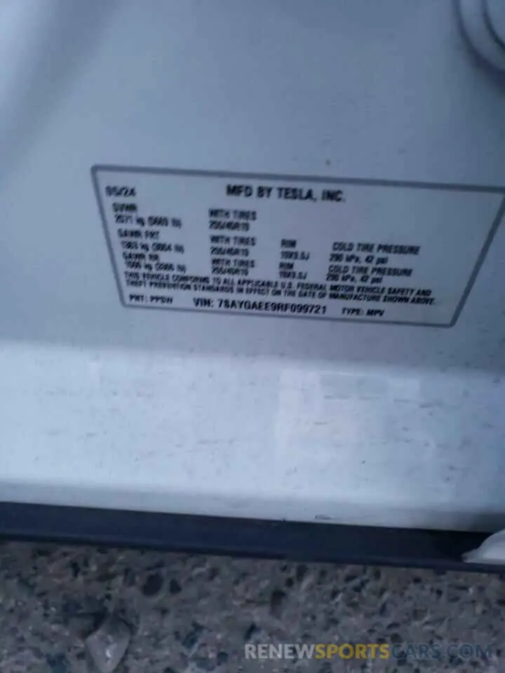15 Photograph of a damaged car 7SAYGAEE9RF099721 TESLA MODEL Y 2024