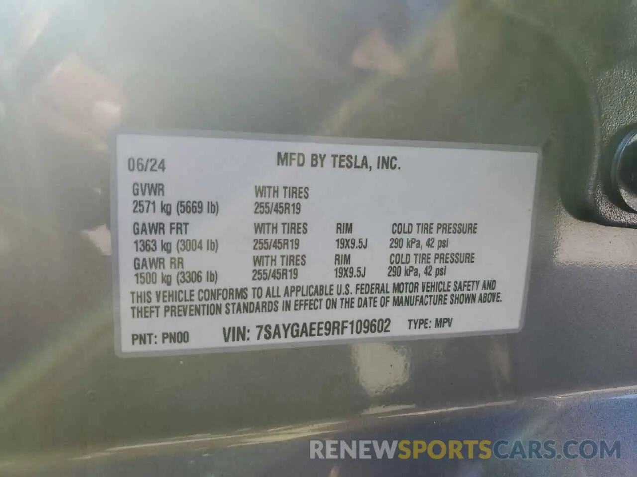 13 Photograph of a damaged car 7SAYGAEE9RF109602 TESLA MODEL Y 2024