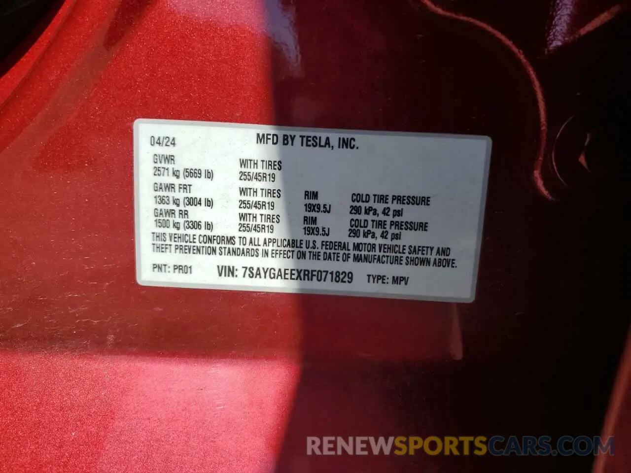 12 Photograph of a damaged car 7SAYGAEEXRF071829 TESLA MODEL Y 2024