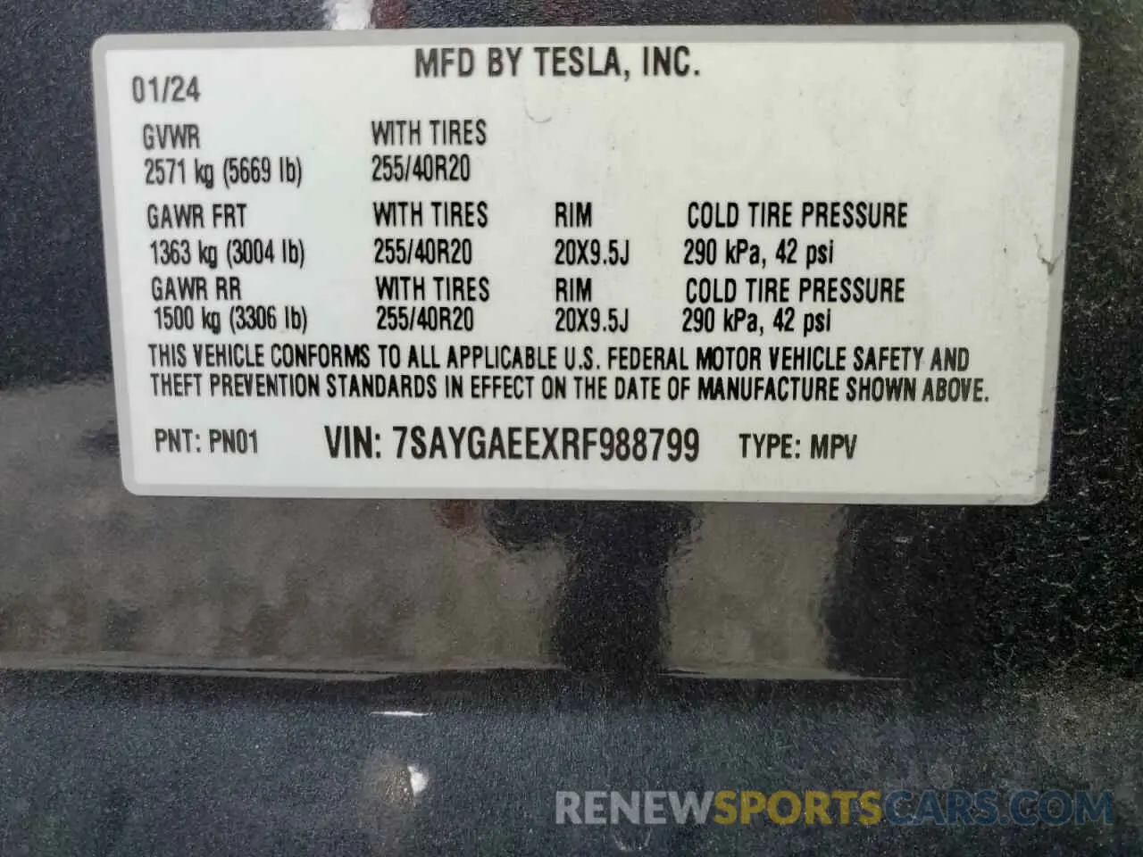 12 Photograph of a damaged car 7SAYGAEEXRF988799 TESLA MODEL Y 2024