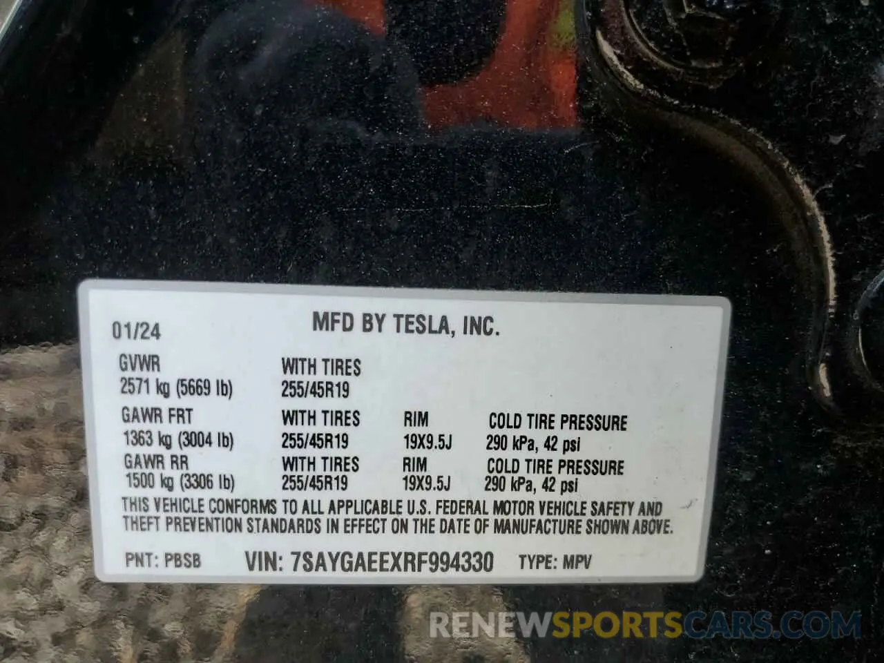 13 Photograph of a damaged car 7SAYGAEEXRF994330 TESLA MODEL Y 2024