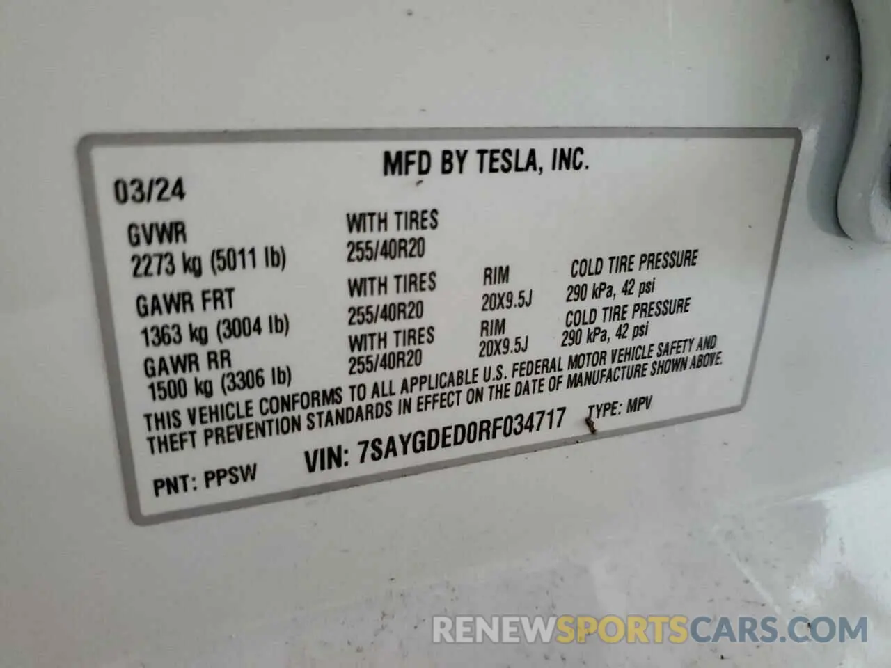 13 Photograph of a damaged car 7SAYGDED0RF034717 TESLA MODEL Y 2024
