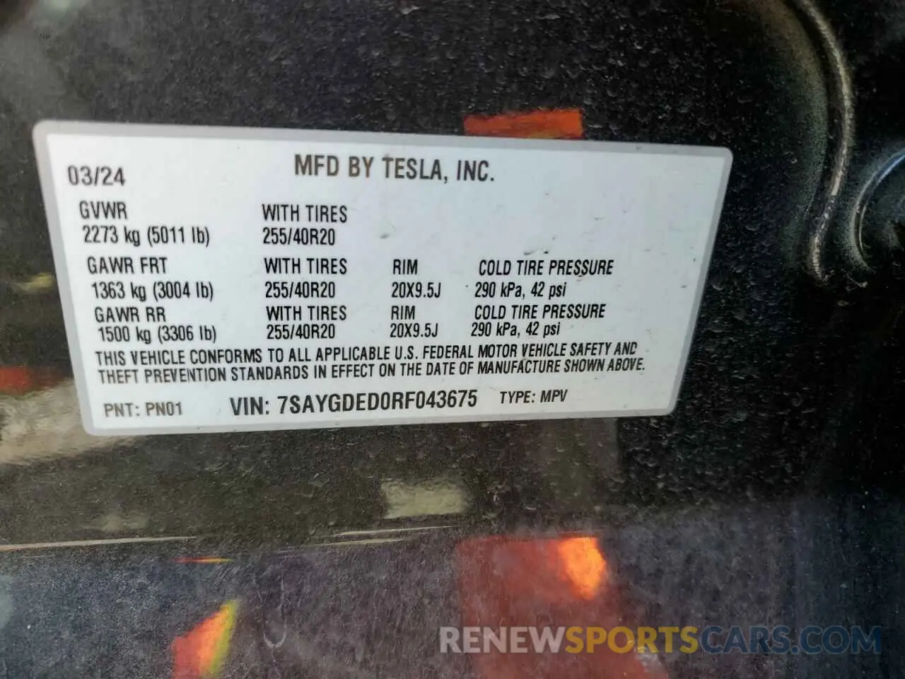 12 Photograph of a damaged car 7SAYGDED0RF043675 TESLA MODEL Y 2024