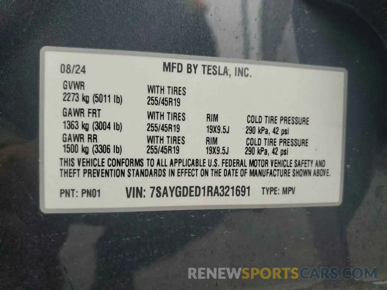 13 Photograph of a damaged car 7SAYGDED1RA321691 TESLA MODEL Y 2024