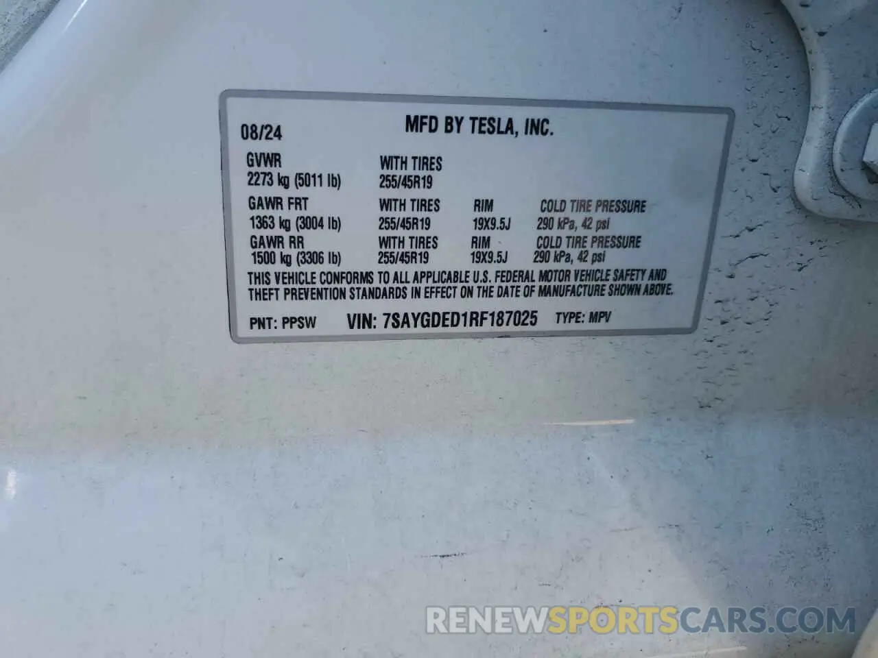 13 Photograph of a damaged car 7SAYGDED1RF187025 TESLA MODEL Y 2024