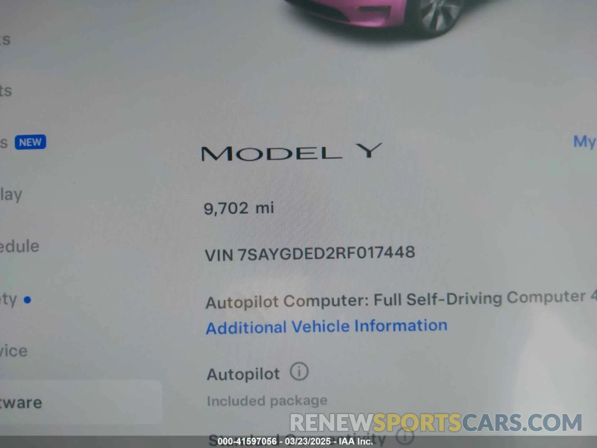 15 Photograph of a damaged car 7SAYGDED2RF017448 TESLA MODEL Y 2024