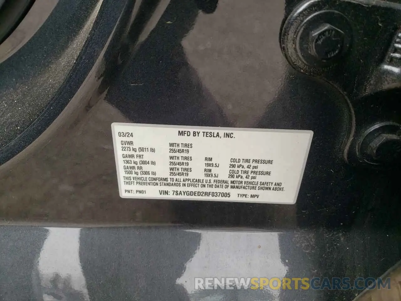 13 Photograph of a damaged car 7SAYGDED2RF037005 TESLA MODEL Y 2024