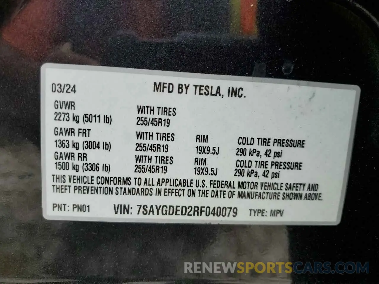 12 Photograph of a damaged car 7SAYGDED2RF040079 TESLA MODEL Y 2024