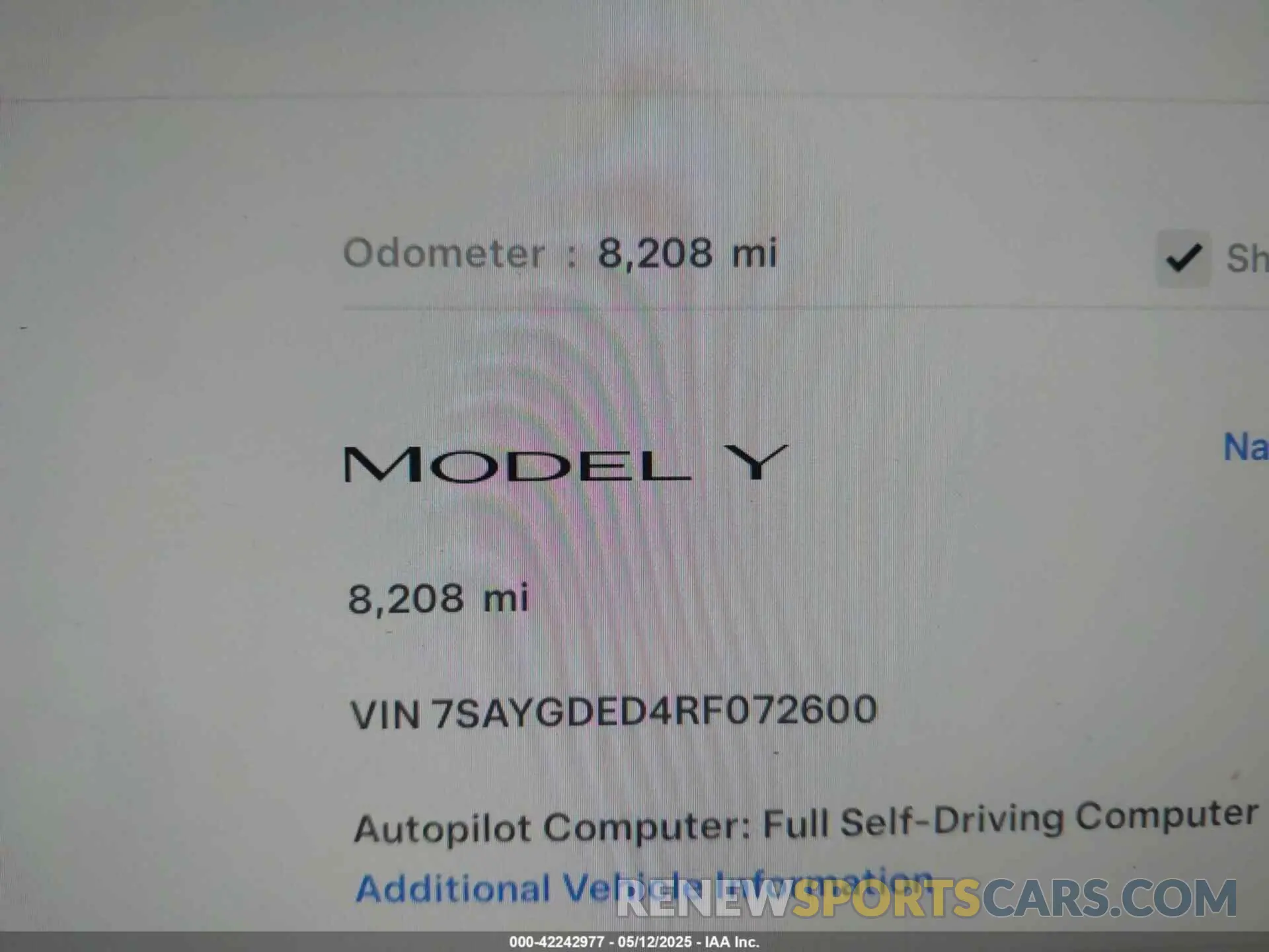 14 Photograph of a damaged car 7SAYGDED4RF072600 TESLA MODEL Y 2024