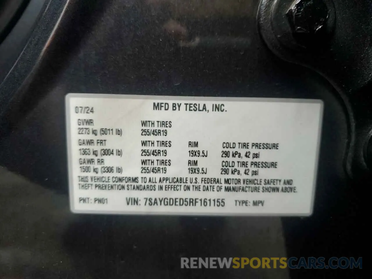 12 Photograph of a damaged car 7SAYGDED5RF161155 TESLA MODEL Y 2024