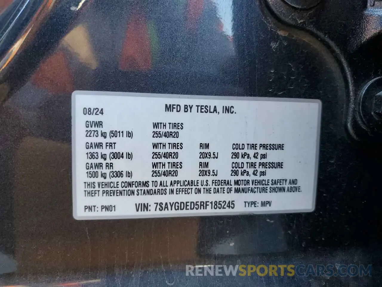 16 Photograph of a damaged car 7SAYGDED5RF185245 TESLA MODEL Y 2024