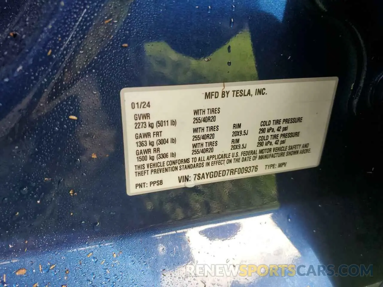 14 Photograph of a damaged car 7SAYGDED7RF009376 TESLA MODEL Y 2024