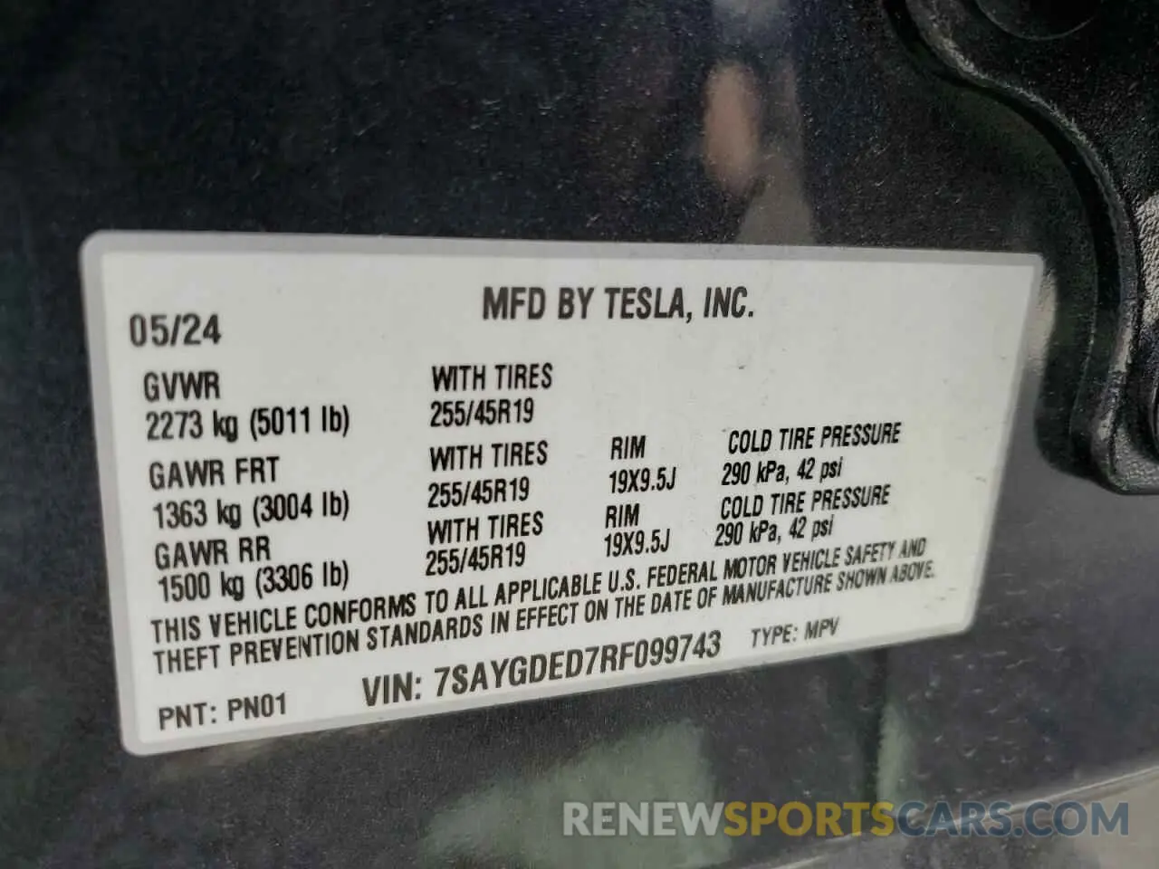 14 Photograph of a damaged car 7SAYGDED7RF099743 TESLA MODEL Y 2024