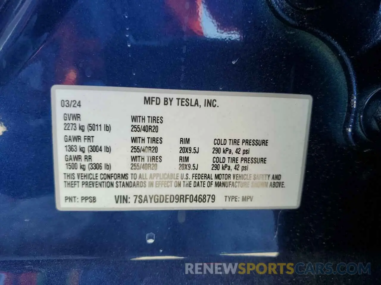 16 Photograph of a damaged car 7SAYGDED9RF046879 TESLA MODEL Y 2024