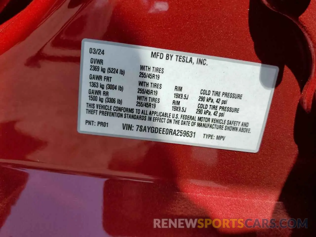 13 Photograph of a damaged car 7SAYGDEE0RA259631 TESLA MODEL Y 2024