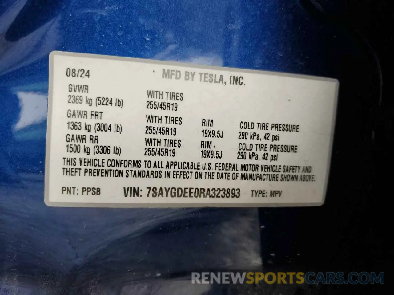 14 Photograph of a damaged car 7SAYGDEE0RA323893 TESLA MODEL Y 2024
