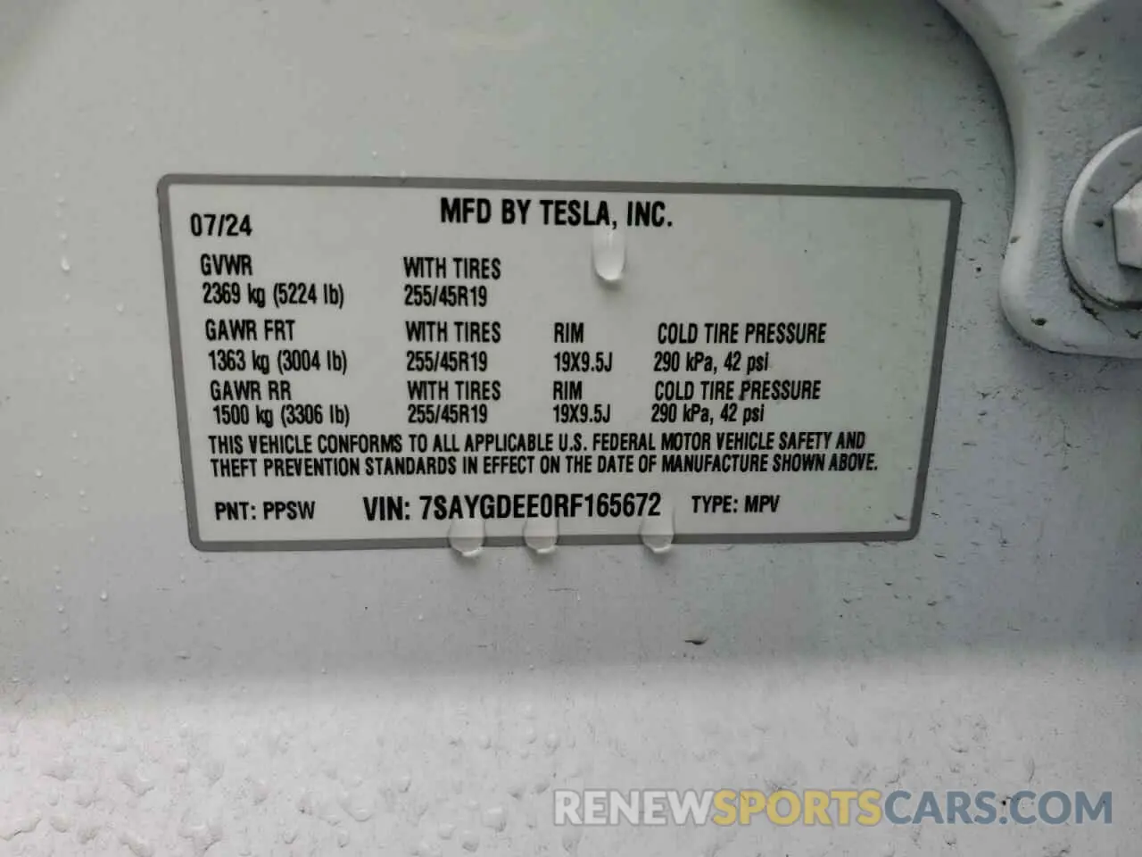 14 Photograph of a damaged car 7SAYGDEE0RF165672 TESLA MODEL Y 2024