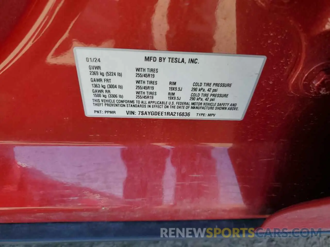 15 Photograph of a damaged car 7SAYGDEE1RA216836 TESLA MODEL Y 2024