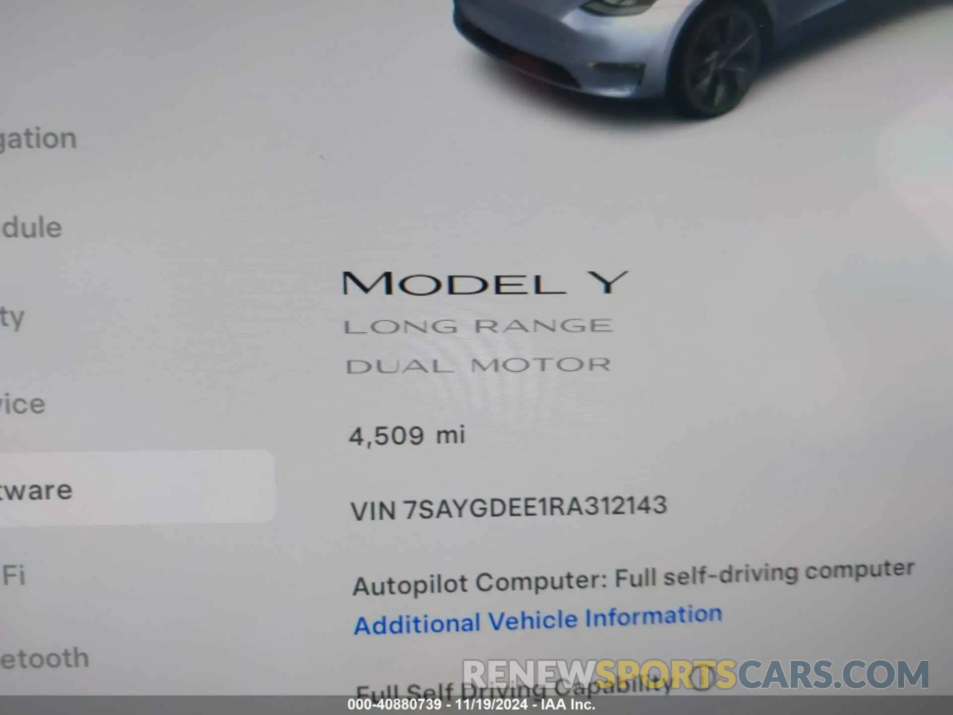 16 Photograph of a damaged car 7SAYGDEE1RA312143 TESLA MODEL Y 2024