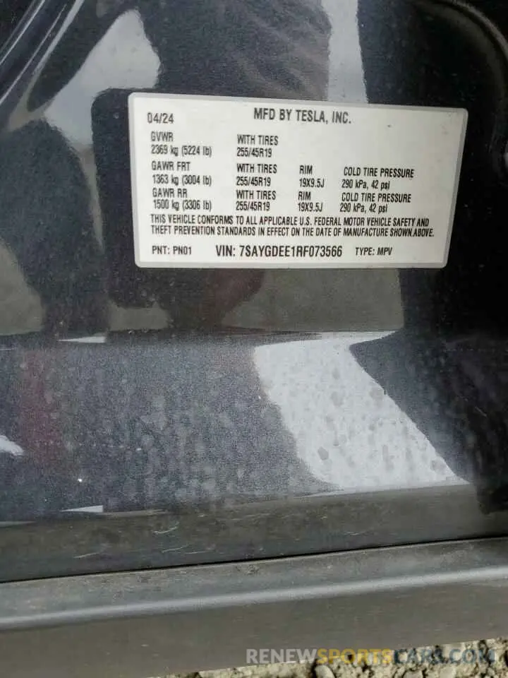 13 Photograph of a damaged car 7SAYGDEE1RF073566 TESLA MODEL Y 2024