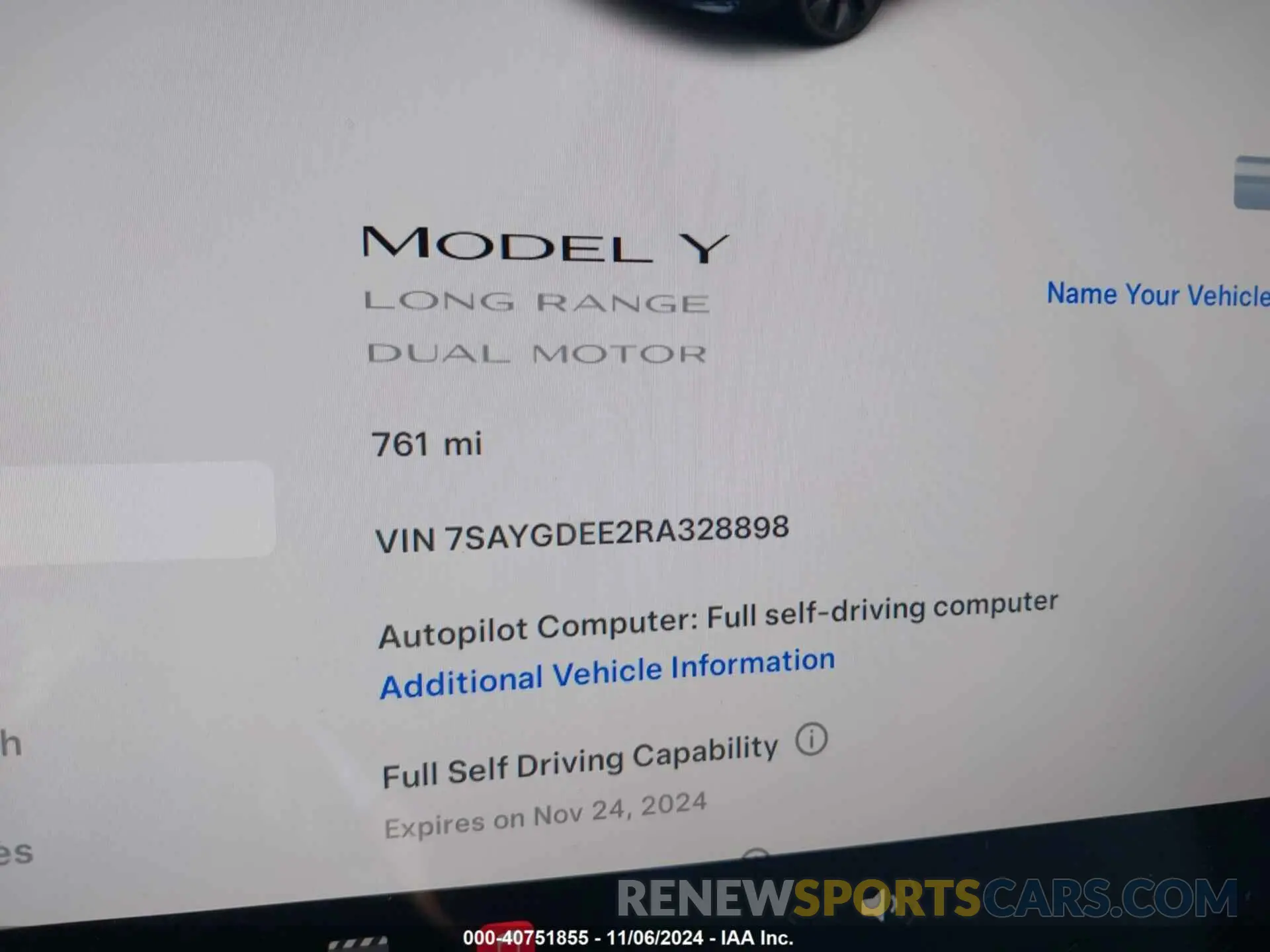 7 Photograph of a damaged car 7SAYGDEE2RA328898 TESLA MODEL Y 2024