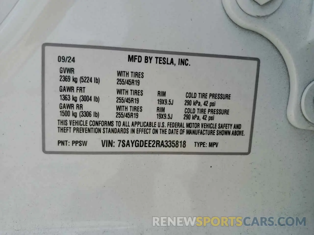 14 Photograph of a damaged car 7SAYGDEE2RA335818 TESLA MODEL Y 2024