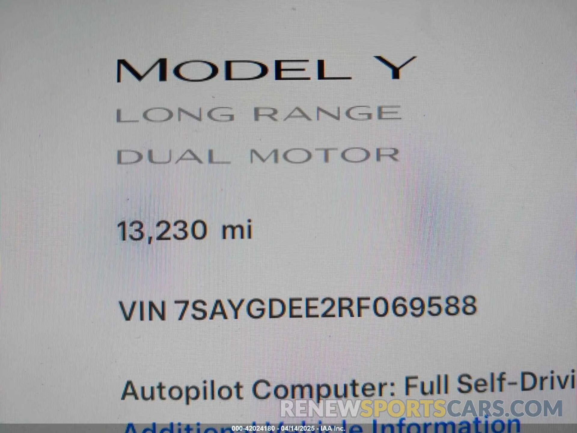 15 Photograph of a damaged car 7SAYGDEE2RF069588 TESLA MODEL Y 2024