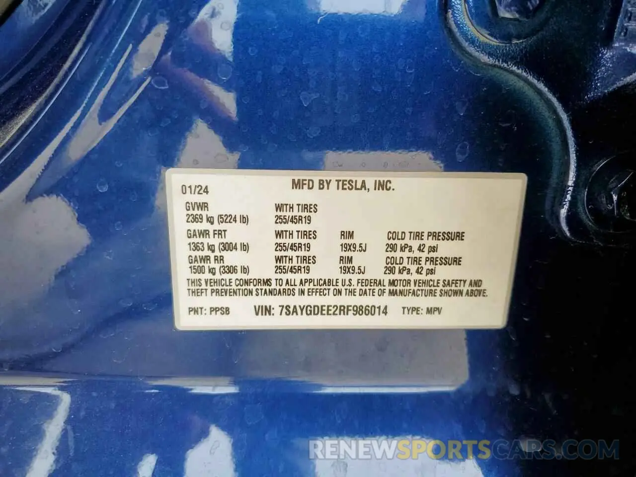 14 Photograph of a damaged car 7SAYGDEE2RF986014 TESLA MODEL Y 2024