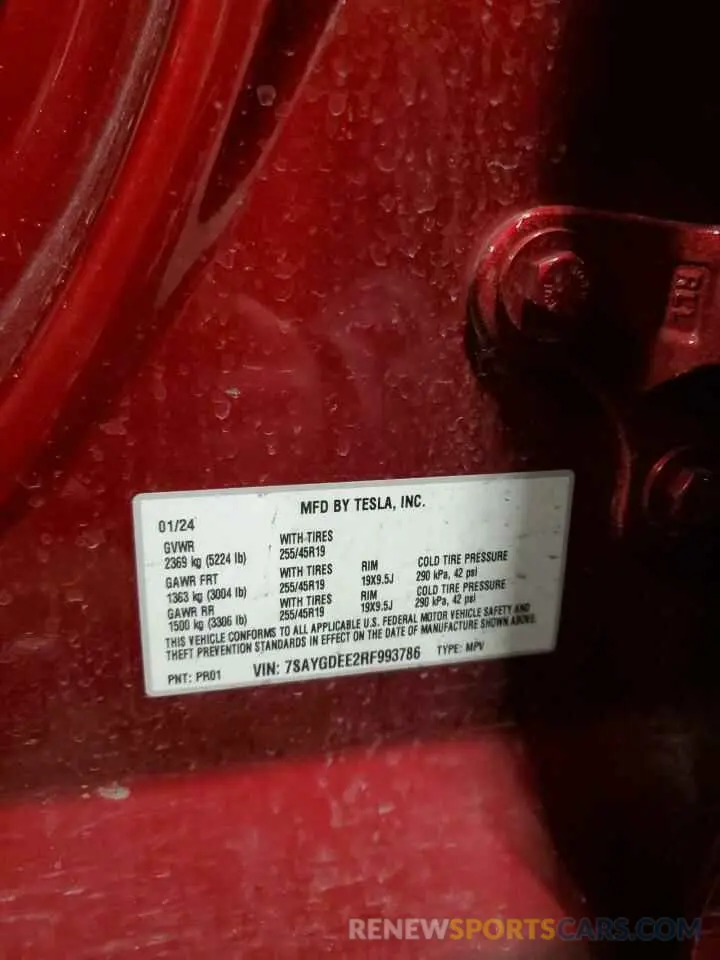 14 Photograph of a damaged car 7SAYGDEE2RF993786 TESLA MODEL Y 2024