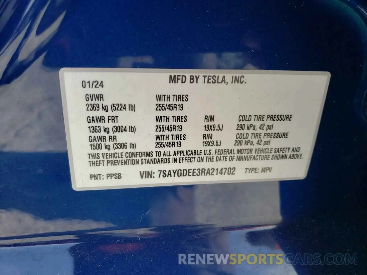 13 Photograph of a damaged car 7SAYGDEE3RA214702 TESLA MODEL Y 2024