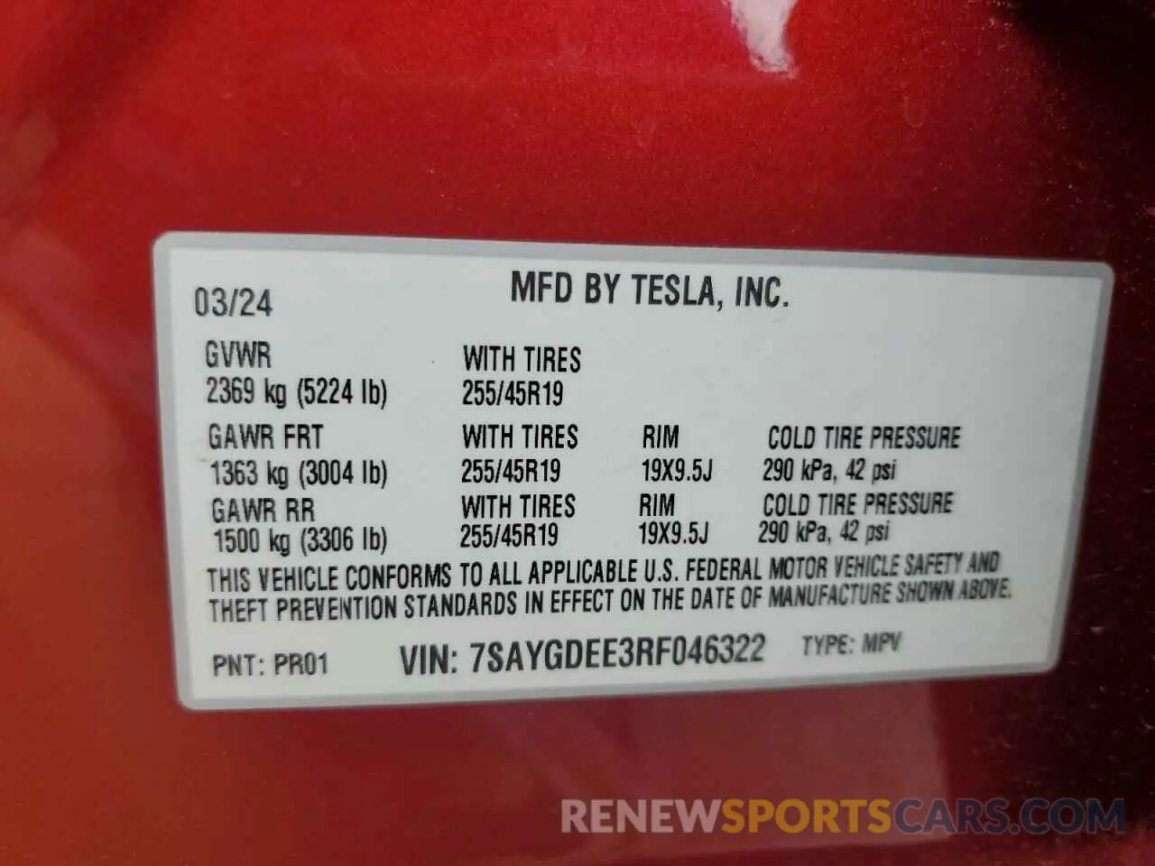 12 Photograph of a damaged car 7SAYGDEE3RF046322 TESLA MODEL Y 2024