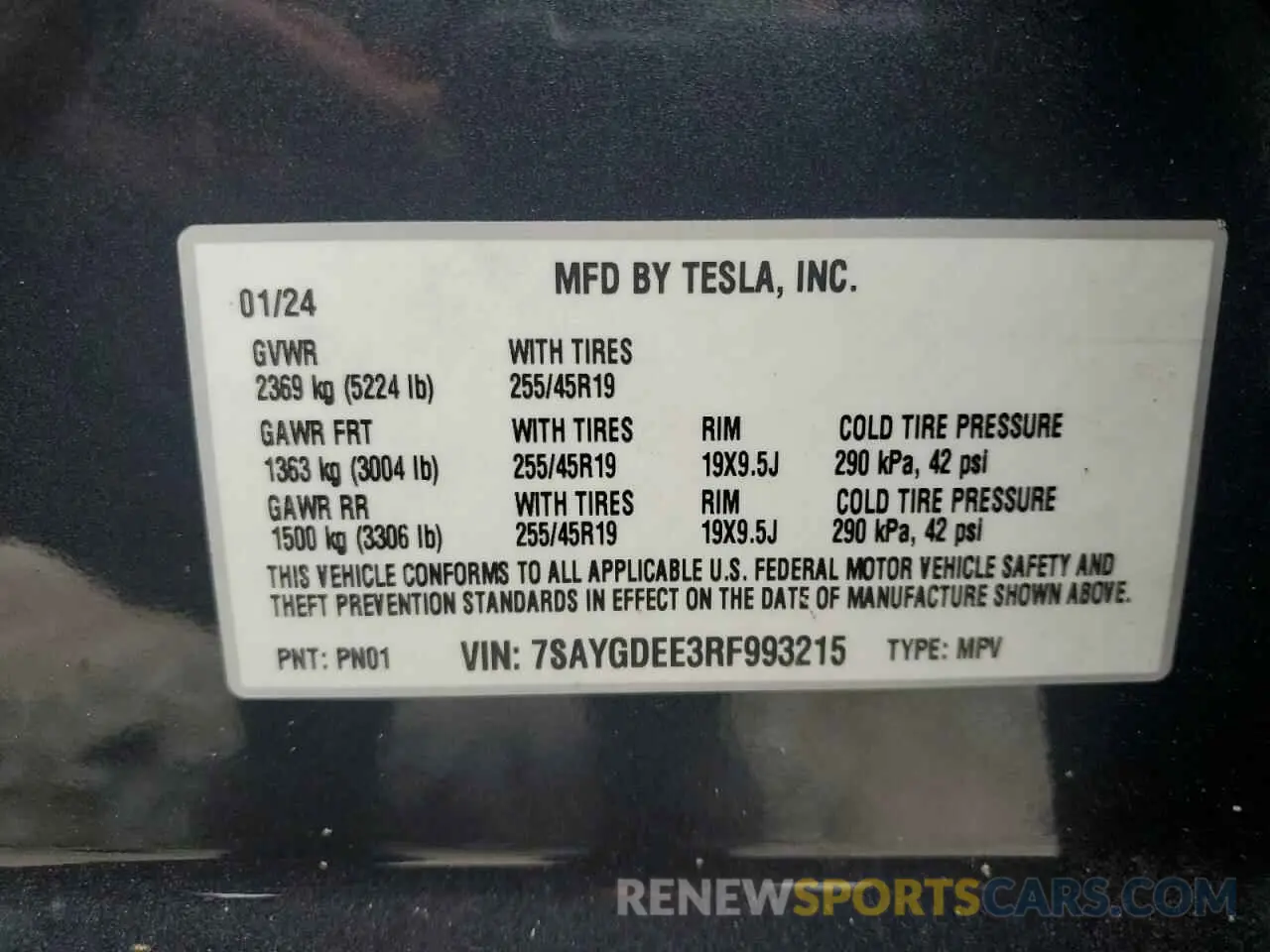 14 Photograph of a damaged car 7SAYGDEE3RF993215 TESLA MODEL Y 2024