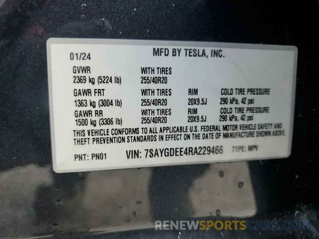 16 Photograph of a damaged car 7SAYGDEE4RA229466 TESLA MODEL Y 2024