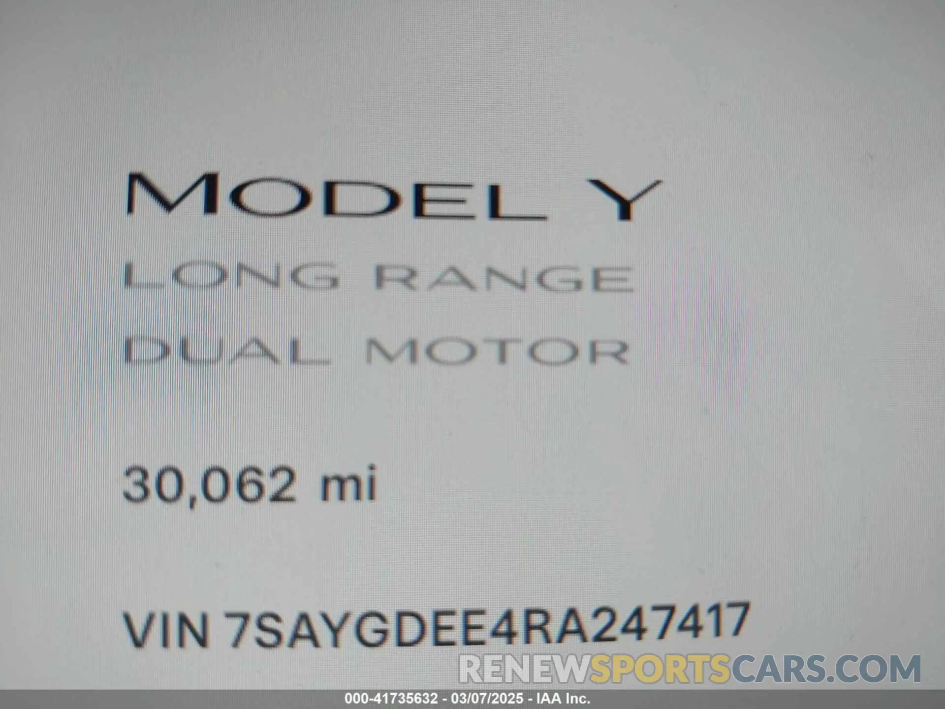 7 Photograph of a damaged car 7SAYGDEE4RA247417 TESLA MODEL Y 2024