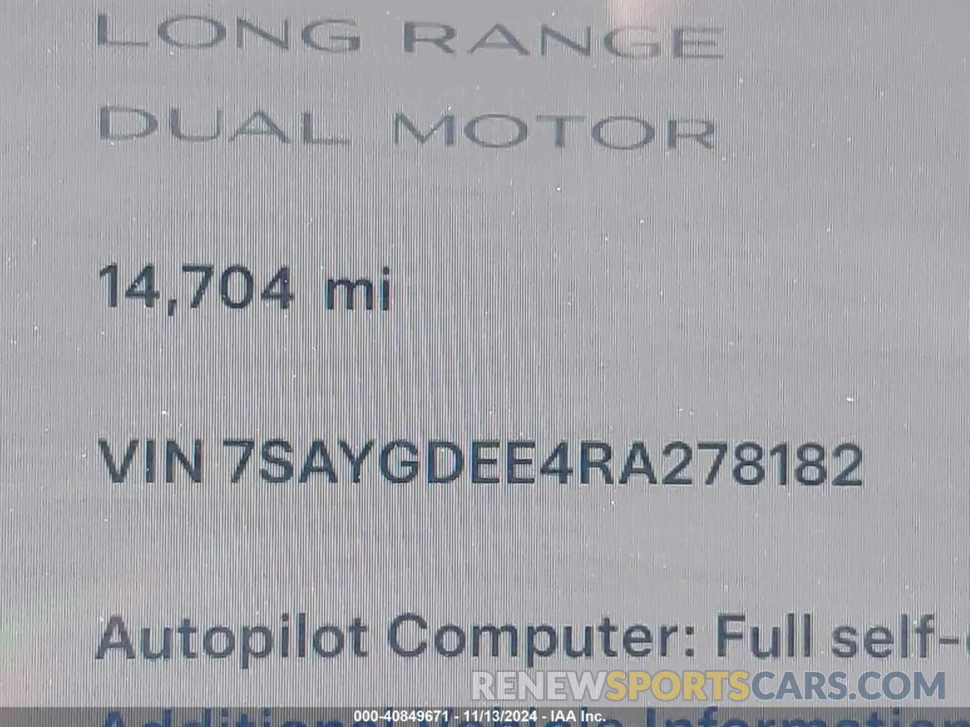 16 Photograph of a damaged car 7SAYGDEE4RA278182 TESLA MODEL Y 2024