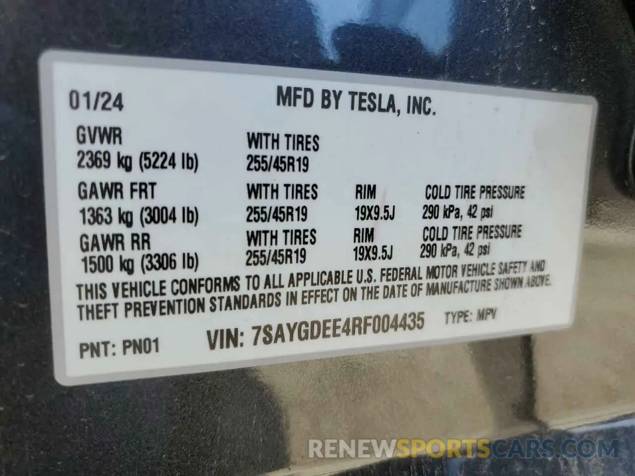 14 Photograph of a damaged car 7SAYGDEE4RF004435 TESLA MODEL Y 2024