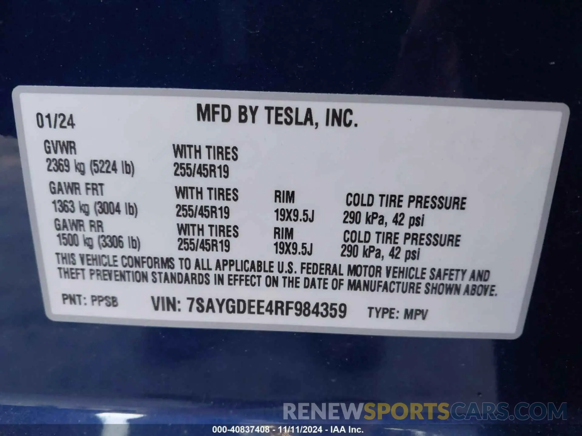 9 Photograph of a damaged car 7SAYGDEE4RF984359 TESLA MODEL Y 2024