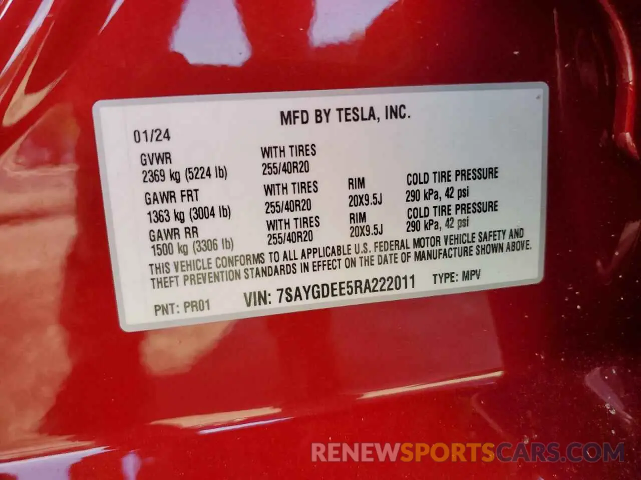 13 Photograph of a damaged car 7SAYGDEE5RA222011 TESLA MODEL Y 2024