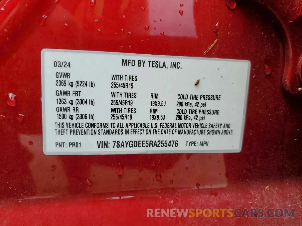 14 Photograph of a damaged car 7SAYGDEE5RA255476 TESLA MODEL Y 2024