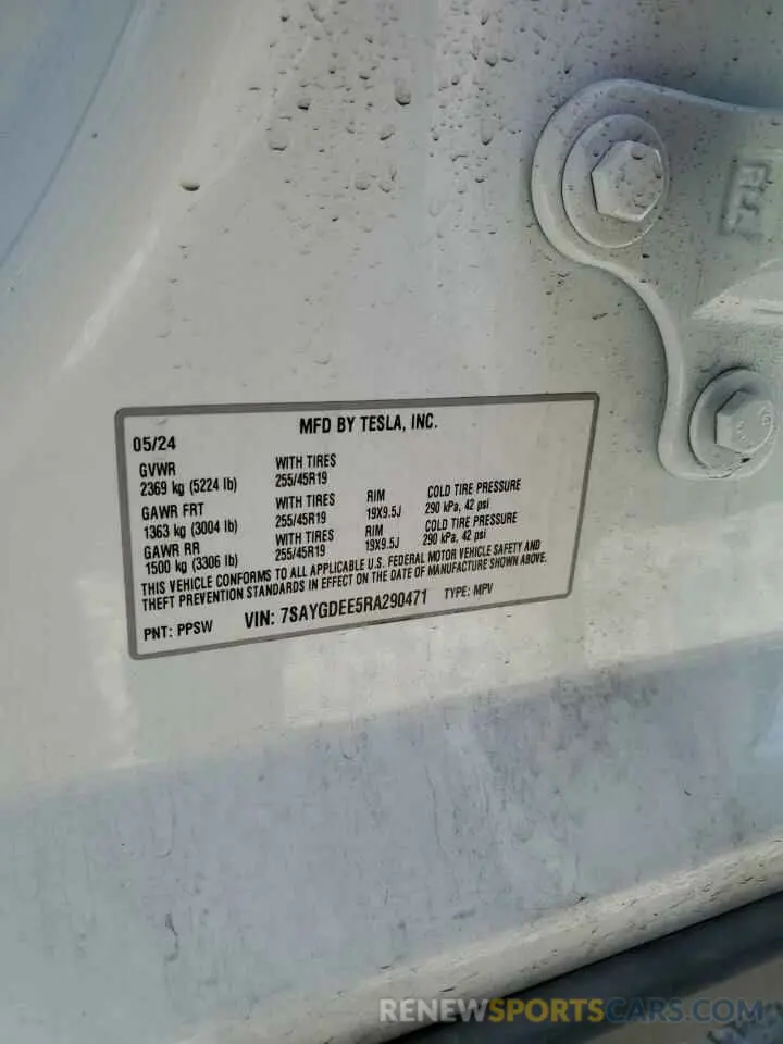 14 Photograph of a damaged car 7SAYGDEE5RA290471 TESLA MODEL Y 2024