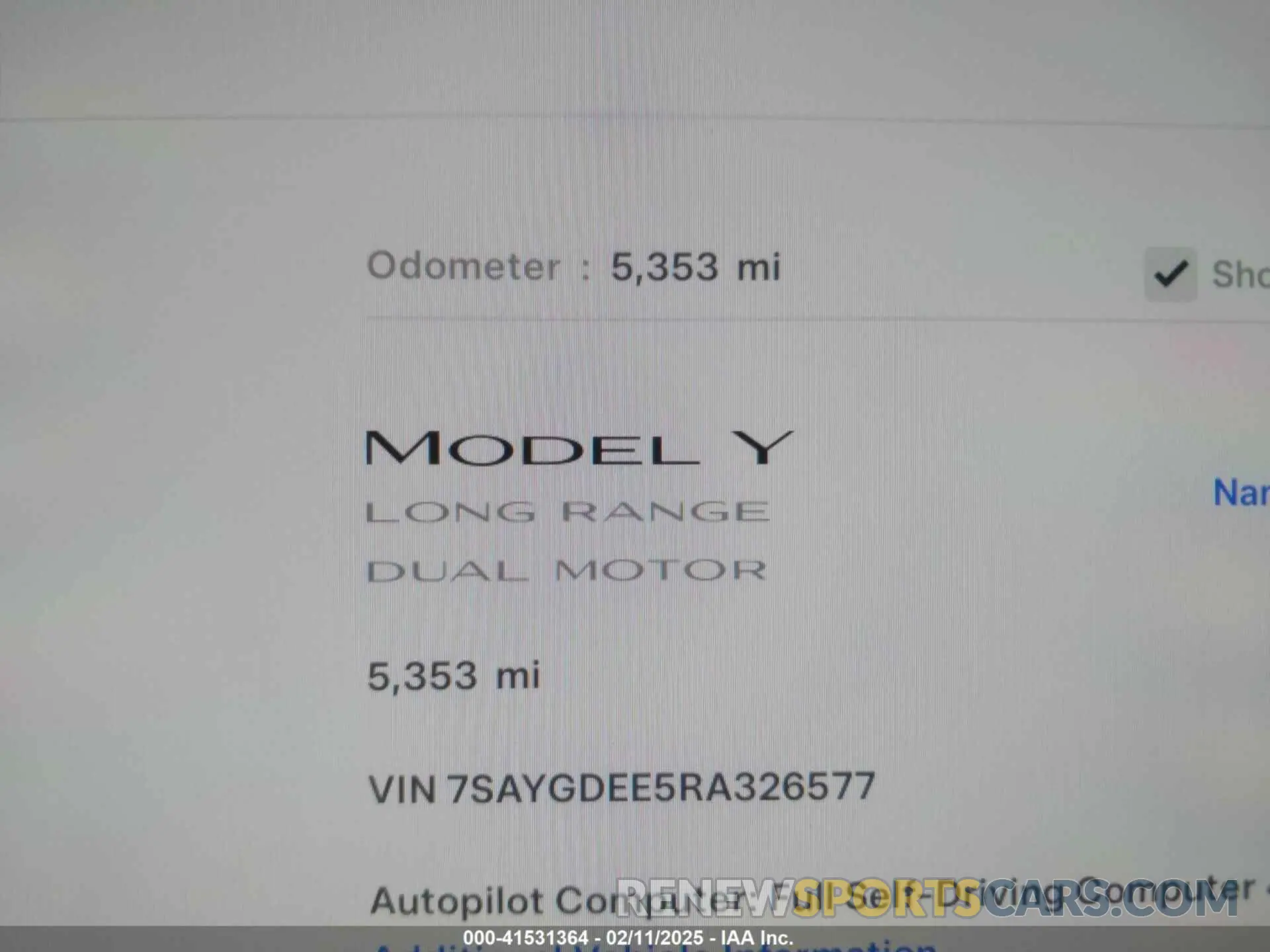 15 Photograph of a damaged car 7SAYGDEE5RA326577 TESLA MODEL Y 2024