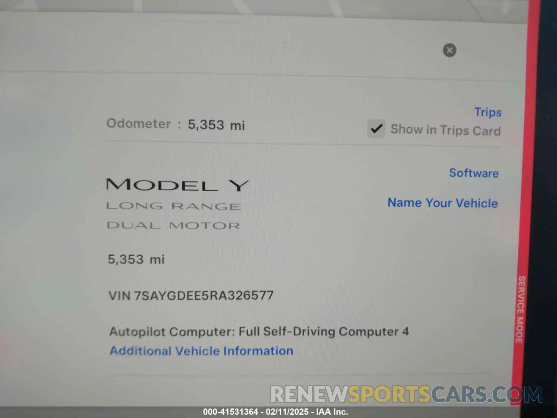 7 Photograph of a damaged car 7SAYGDEE5RA326577 TESLA MODEL Y 2024