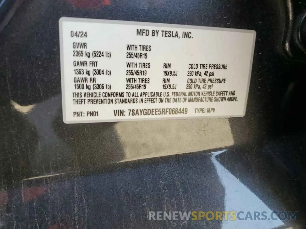 14 Photograph of a damaged car 7SAYGDEE5RF068449 TESLA MODEL Y 2024