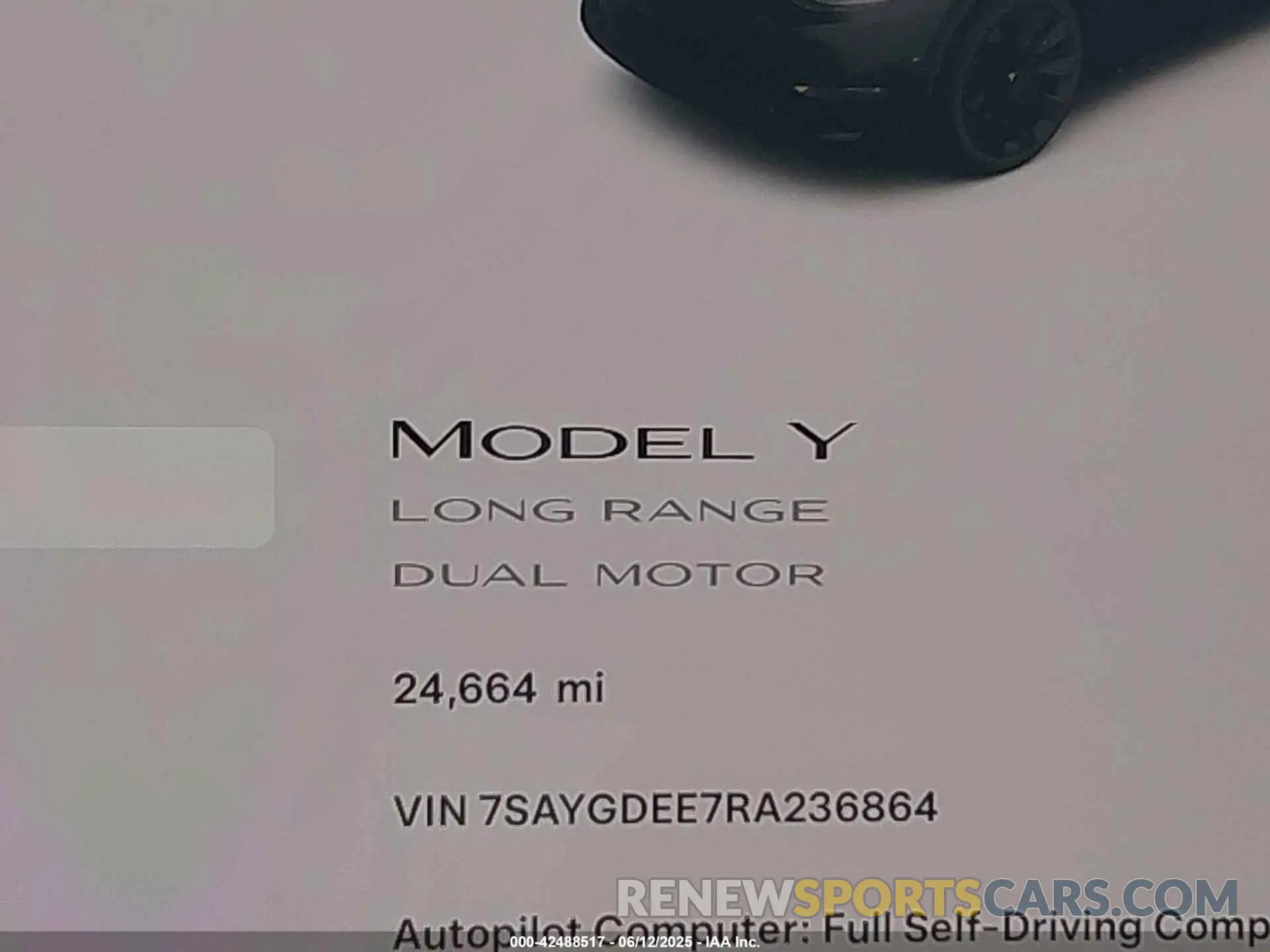 7 Photograph of a damaged car 7SAYGDEE7RA236864 TESLA MODEL Y 2024