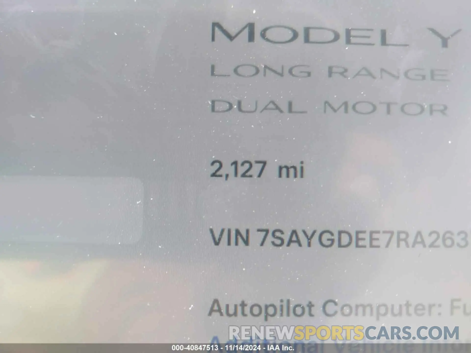 14 Photograph of a damaged car 7SAYGDEE7RA263739 TESLA MODEL Y 2024